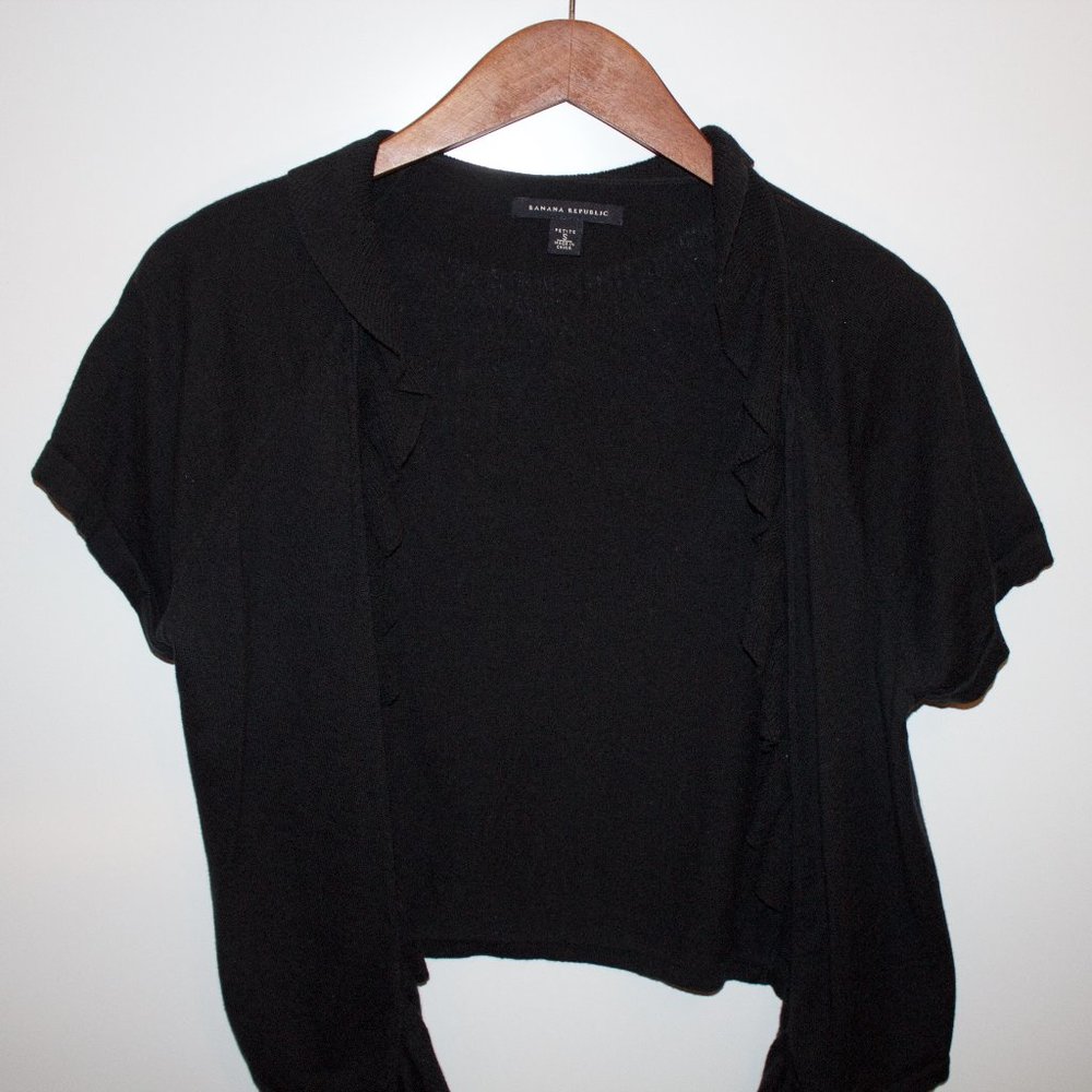 Banana Republic Petite Black Short Sleeved Cardigan